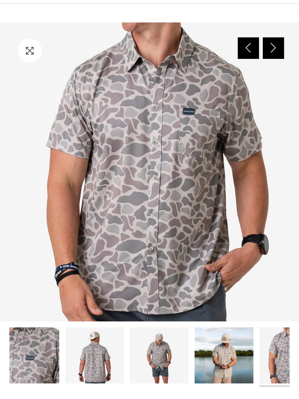 BURLEBO Grey Camo Short-Sleeve Button-Down Shirt